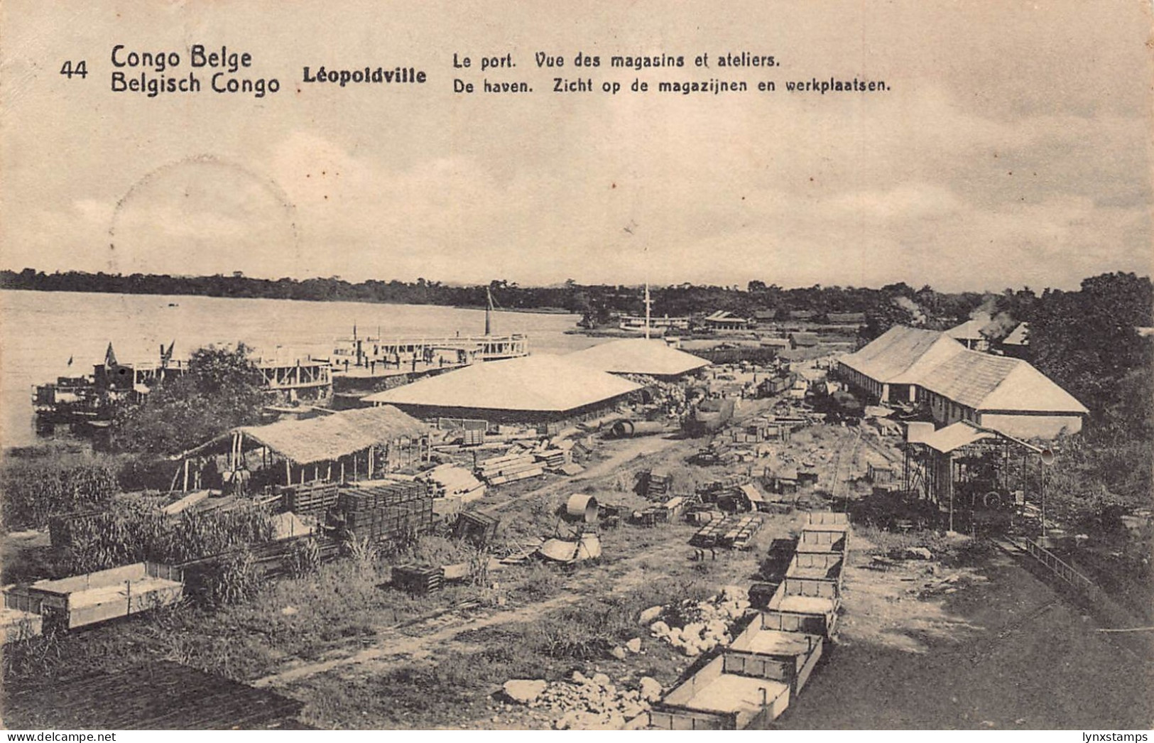 Belgian Congo 1920 Kinshasa Leopoldville Port Shops and Workshops postcard B983