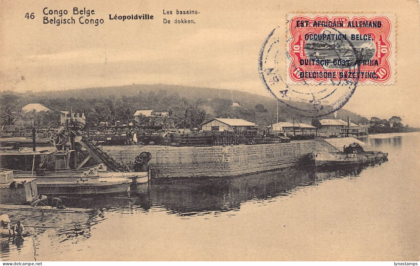 Belgian Congo Leopoldville Kinshasa Bassins Port postcard B983