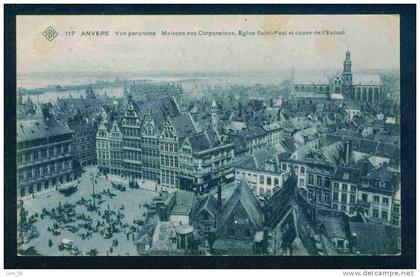 57213 / ANVERS - VUE PANORAMA - MAISONS DES CORPORATIONS, EGLISE SAINT PAUL ET COUDE DE Belgique Belgium 1911 PC AK