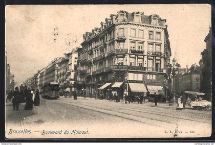 AK Bruxelles, Boulevard du Hainaut, Strassenbahn