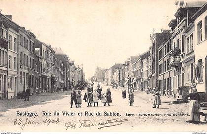 BASTOGNE (Prov. Lux.) Rue du Vivier et rue du Sablon - Ed. Schumacher
