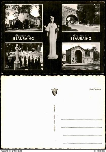Beauraing MB mit Schloss und Statue Unserer Lieben Frau von Beauraing 1950