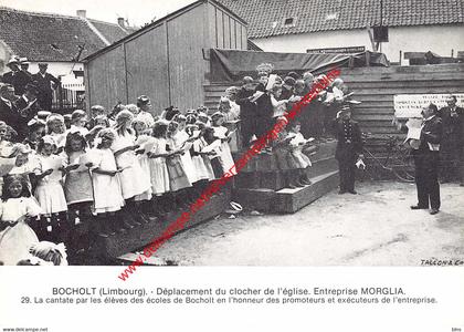 BOCHOLT - Déplacement du clocher de l'église - Entreprise Morglia - La cantate par les élèves des écoles de Bocholt