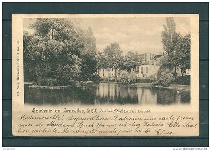BRUXELLES: Le Parc Leopold, gelopen postkaart 1900 (GA17965)