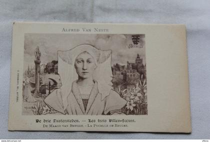 illustrateur Alfred Van Neste, les trois villes soeurs, la pucelle de Bruges, Belgique
