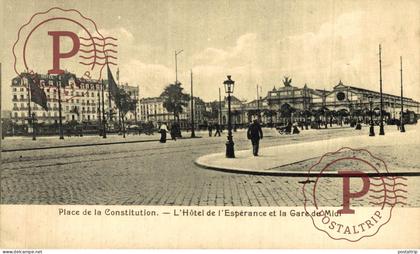 RARE   Publicité Hôtel de l'Espérance et Gare du Midi  BRUSSEL BRUXELLES belgique