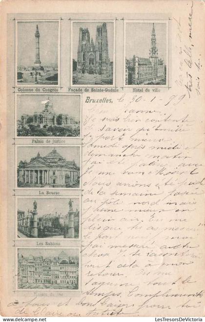 [-25%] BELGIQUE - Bruxelles - Multi-vues des monuments et édifices - Carte Postale Ancienne