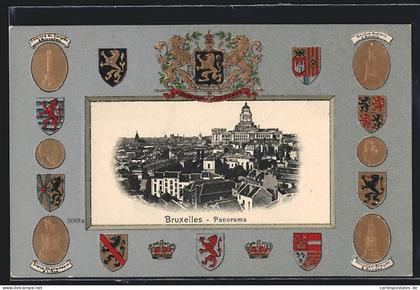 AK Brüssel / Bruxelles, Stadt-Panorama, Wappen