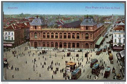 1633 - ohne Porto - alte Ansichtskarte - Bruxelles Brüssel - La Gare du Nord Station Bahnhof  gel. Feldpost 1915 - 1 WK