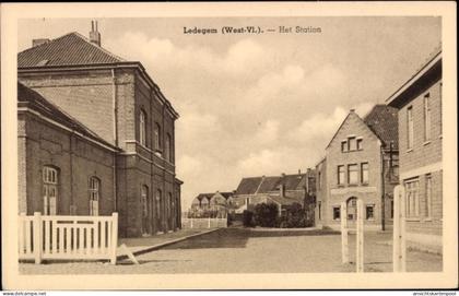 CPA Ledegem Ledeghem Westflandern, Het Station