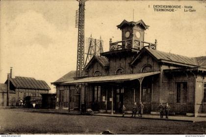 CPA Termonde Termonde Flandre orientale, Gare