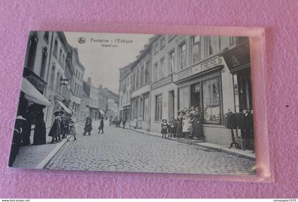 CPA - FONTAINE L'EVEQUE - GRAND RUE ( BELLE ANIMATION - MAGASIN DUVIVIER FRERES )