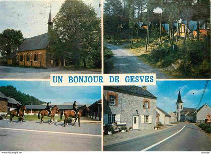 Belgique - Gesves - Multivues - Chevaux - CPM - Etat froissures - Voir Scans Recto-Verso