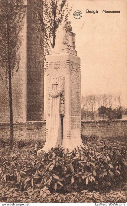 BELGIQUE - Bergh - Monument - Stèle - Sculture - Mémorial - Plante - Carte Postale Ancienne