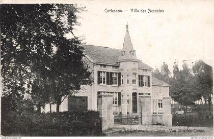 [-10%] BELGIQUE - Cortessem - Villa des Accasias - Bâtiment - Architecture - Portail - Tour - Bois - Carte postale ancie
