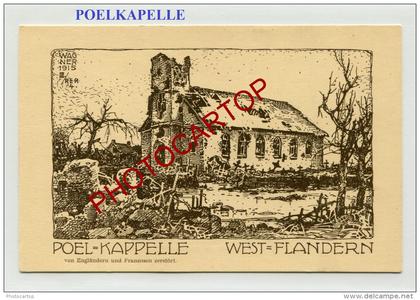 POELKAPELLE-Dessin-Carte Allemande-Guerre 14-18-1 WK-Militaria-BELGIEN-BELGIQUE-Flandern-