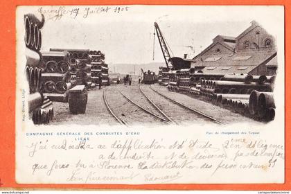 30482 ◉ LIEGE Compagnie Conduites Eau Fonderie Tuyaux Parc Chargement Tuyaux ◉ 1905 DASSONVILLE Kasteel Gemert ◉ BENARD