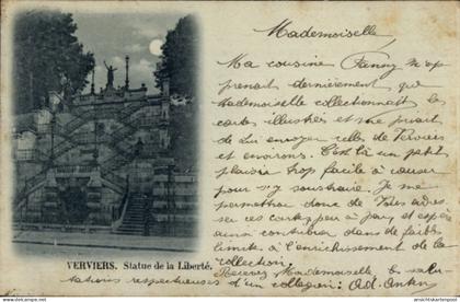 Clair de lune CPA Verviers Wallonie Lüttich, Freiheitsstatue bei Nacht
