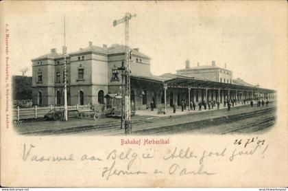 CPA Herbesthal Lontzen Wallonien Lüttich, Bahnhof Gleisseite, Deutsch Belgische Grenze