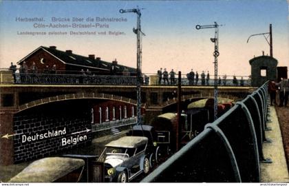CPA Herbesthal Lontzen Wallonien Lüttich, Brücke über die Bahnstrecke Köln, Aachen, Brüssel, Paris