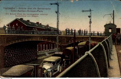 CPA Herbesthal Lontzen Wallonien Lüttich, Brücke über die Bahnstrecke Köln, Aachen, Brüssel, Paris