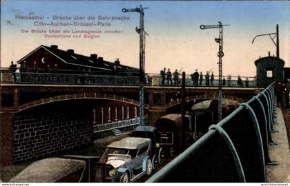 CPA Herbesthal Lontzen Wallonien Lüttich, Brücke über die Bahnstrecke Köln, Aachen, Brüssel, Paris