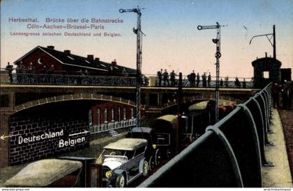 CPA Herbesthal Lontzen Wallonien Lüttich, Brücke über die Bahnstrecke Köln, Aachen, Brüssel, Paris