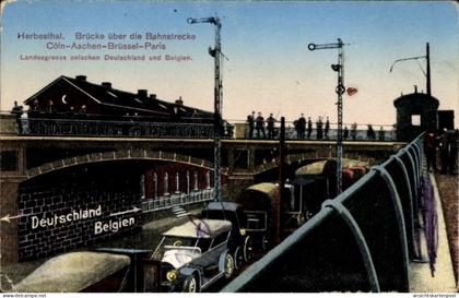 CPA Herbesthal Lontzen Wallonien Lüttich, Brücke über die Bahnstrecke, Landesgrenze Allemagne Be