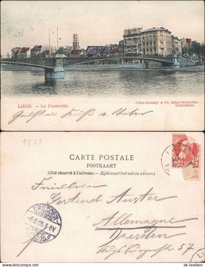 Postkaart Lüttich Luik  wallonisch: Lîdje La Passerelle 1905