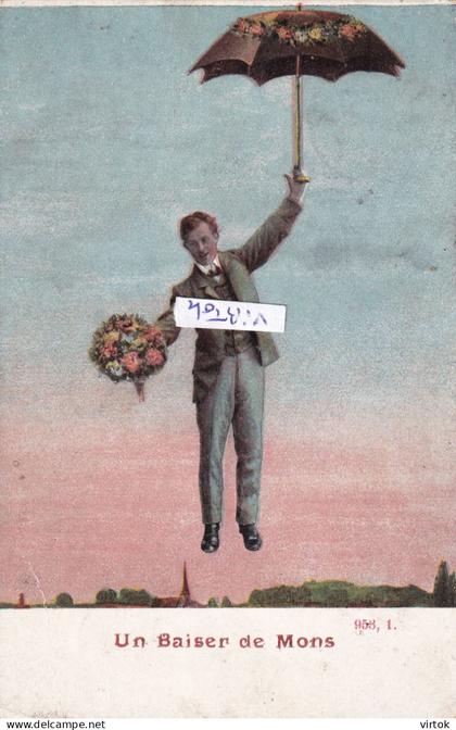 MONS :   un baiser de  mons  (  avec timbre 1 cent  )