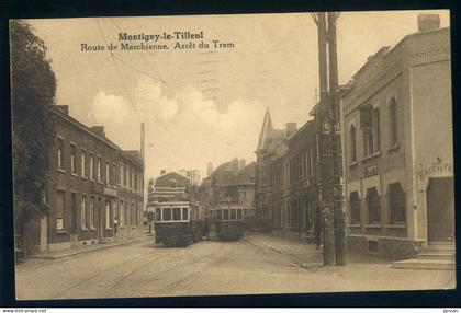 cpa de Belgique - Montigny le Tilleul - route de Marchienne - Arrêt du Tram   JU25-16