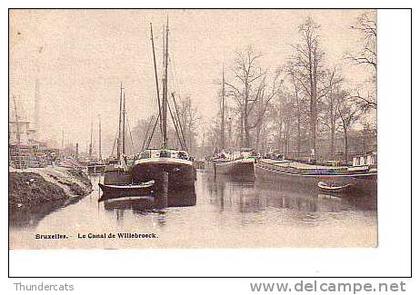 BRUXELLES LE CANAL DE WILLEBROECK PENICHE A VOILE  RARE