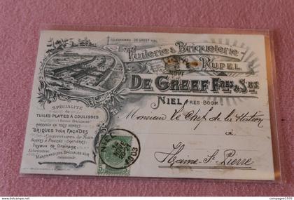 CPA PUB - NIEL ( ANTWERPEN BOOM ) - TUILERIES ET BRIQUETERIE DU RUPEL - DE GREEF FRERES E SOEURS - 1903