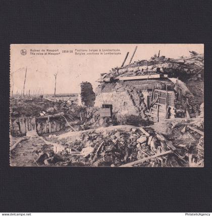 BELGIUM 1919, postcard, Military, WWI, The ruins at Nieuport, Posted to Gilly