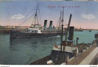(1650) AK Ostende, Le Départ de la Malle 1924
