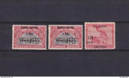 SA09b Ruanda-Urundi 1925-1931 Overprinted and surcharged stamps MLH