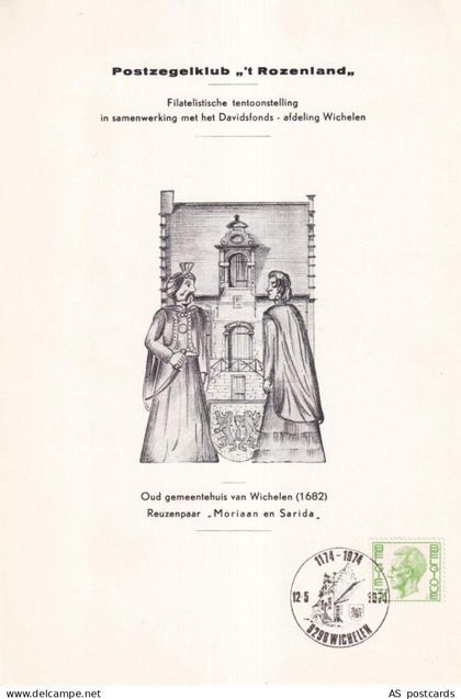 SA35c Belgium 1974 Philatelic Exhibition, Old Town Hall Wichelen souvenir leaf