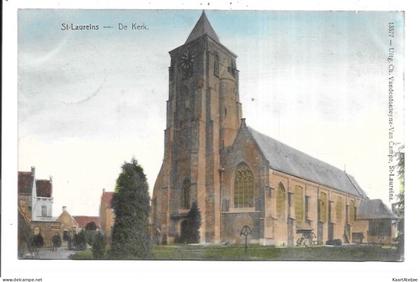 Sint-Laureins - De kerk (in kleur).