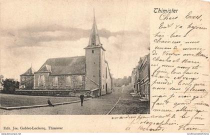 [-5%] BELGIQUE - Thimister - église St Antoine l Ermite - clocher - animé - CPA