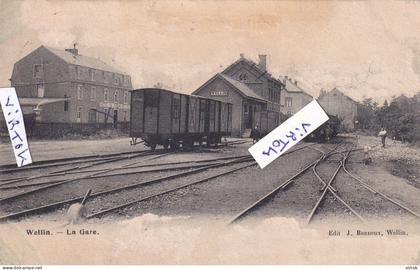 Wellin :  La Gare    TRAM - VICINAL   1908 avec timbre