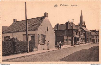 BELGIQUE - Wortegem - Dorpstraat - Village - Rue - Bâtiment - Eglise - Clocher - Animé - Nels - Carte postale ancienne