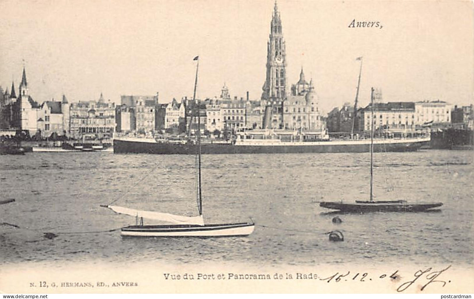 België - ANTWERPEN - Uitzicht op de haven en een panorama van de haven - Uitg. G. Hermans 12