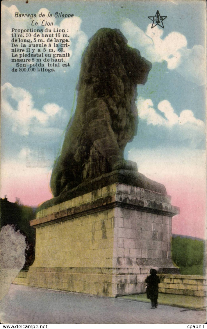 Belgie Belgique CPA Barrage de la Gileppe le lion