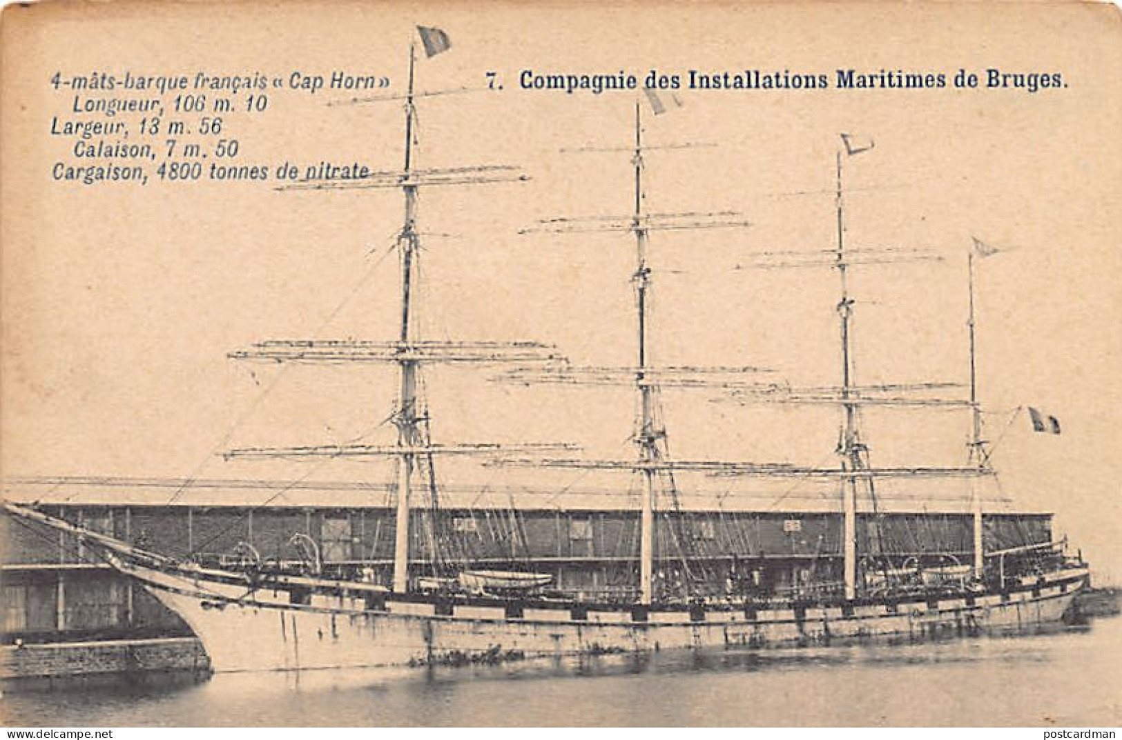 België - BRUGGE (W. Vl.) Franse zeilboot Kaap Hoorn - Maritiem Installatiebedrijf - Compagnie des Installations Maritime