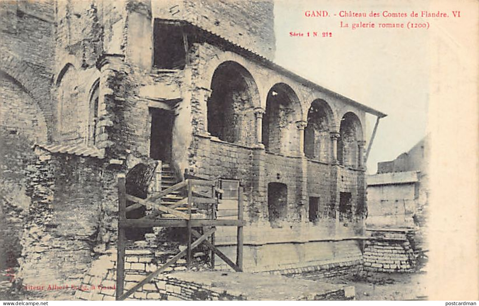 België - GENT (O. Vl.) Kasteel van de Graven van Vlaanderen - De Romaanse galerij - Uitg. Albert Sugg Série 1 N. 212