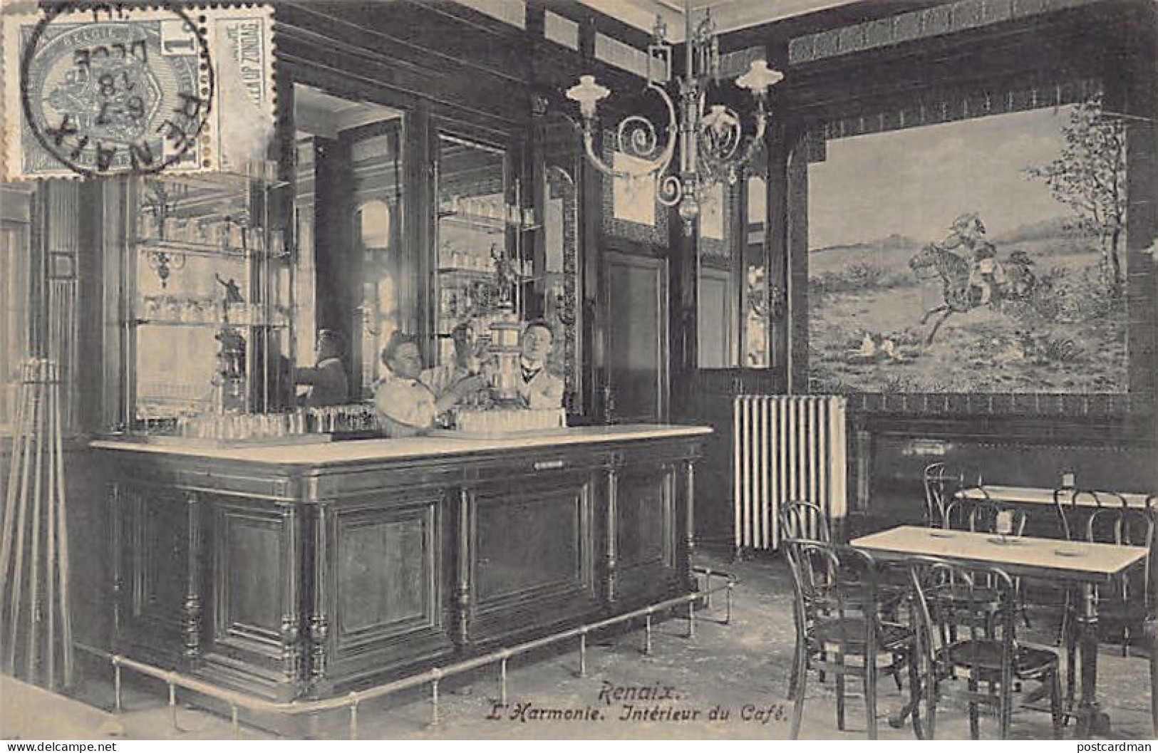 België - RONSE Renaix (O. Vl.) L'Harmonie - Intérieur du Café - Nettoyage du percolateur