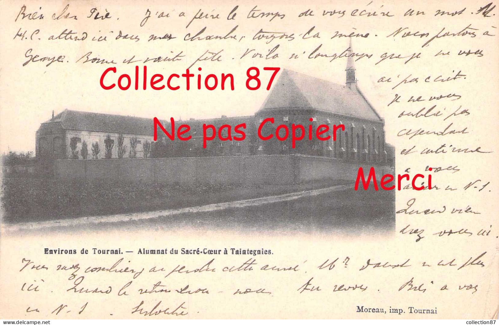 BELGIE - TAINTIGNIES - Alumnat du Sacré Coeur (Environs de Tournai) - Belgique Carte 1900