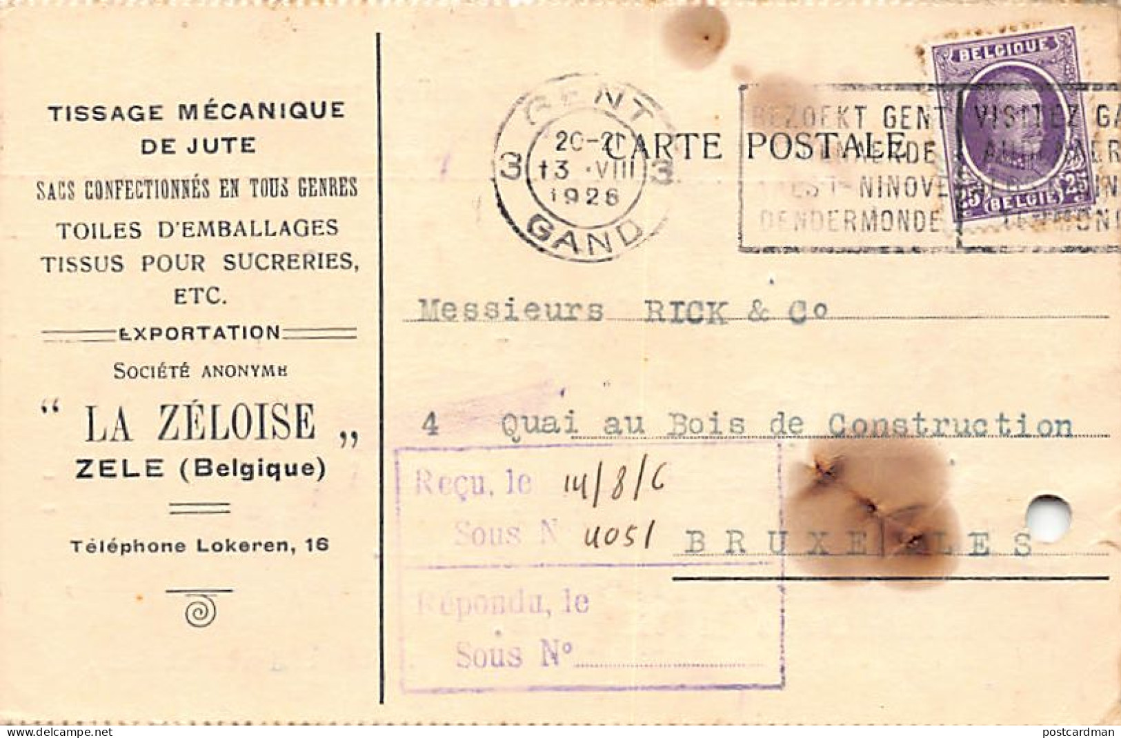 België - ZELE - (O. Vl.) Mechanisch jute weven La Zéloise