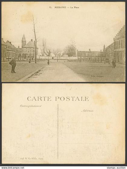 Belgium Old Postcard Messine Mesen, La Place The Square, Street Scene, Panorama
