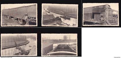 Te identificeren - Binnenschip bouwplaats - 28 maart 1942 - 5 fotokaarten